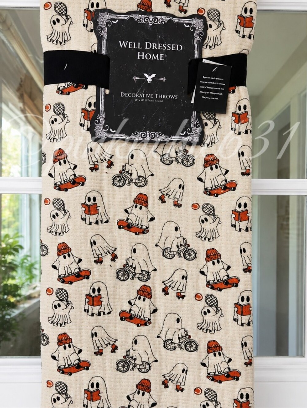 Well Dressed Home Ghost Reading Books Halloween Throw Blanket